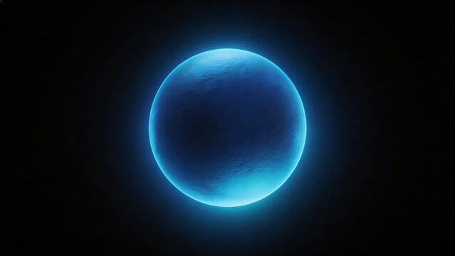 Blue glowing sphere in dark space