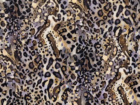 Close-up cuttlefish chromatophore skin texture with intricate black, cream, brown and gray markings, creating a natural marine camouflage pattern for backgrounds and design.
