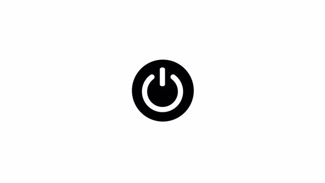 Power Button Icon Animation on Transparent Background, Power Reset Button Sign, On Off Switch Symbol, Modern UI Interface Motion Graphic in 4K with Clean Minimal Design