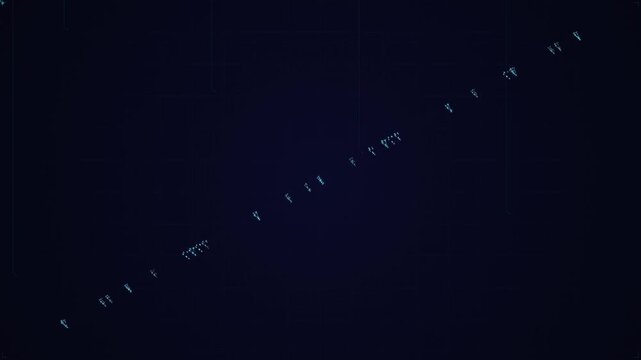Abstract data node animation with ascending diagonal pattern and digital markers