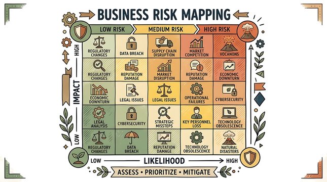 Business risk mapping matrix for management and assessment