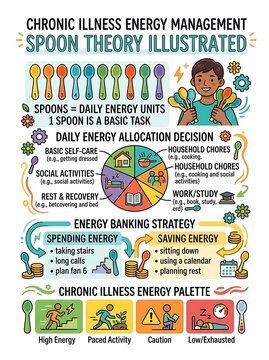 Chronic illness energy management and spoon theory infographic