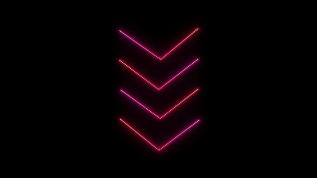 glowing red neon downward chevron arrows seamless loop animation.