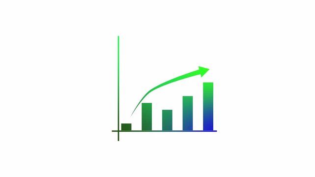   Graph chart with growing business concept. Arrow rising on graph sale symbols. Abstract business growth and graph chart icon animation background.