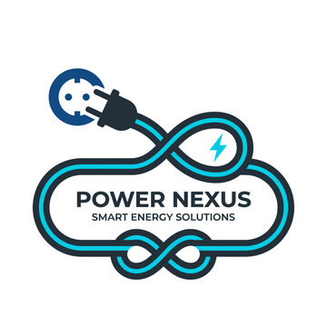 The Power Nexus logo features a clever design integrating an electric plug and power symbols, representing innovative energy solutions and smart technology for modern needs.