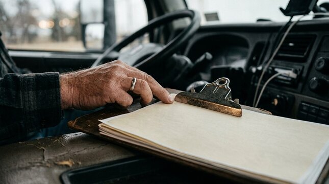 Work-gloved Hand Steadying a Clipboard while Signing a Bill of Lading