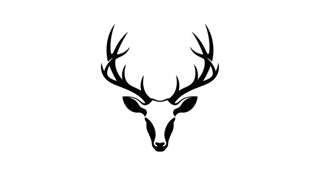 Deer head with large antlers profile.