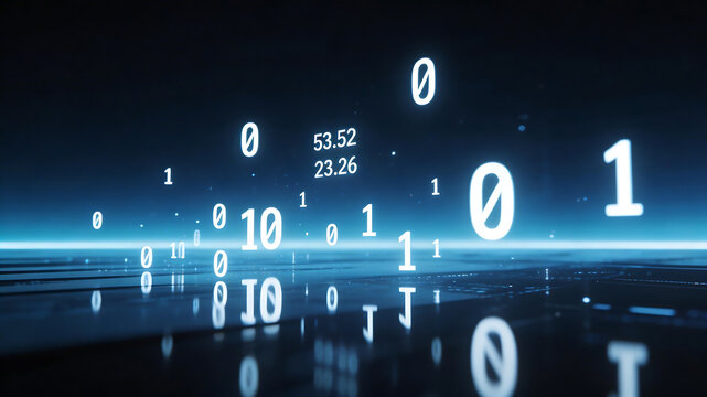 Digital binary code numbers floating