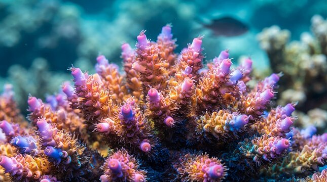 Vibrant Acropora Coral Reef Underwater Marine Life.