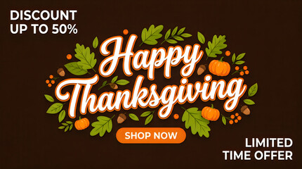 Fototapeta premium Thanksgiving sale discount up to 50 off