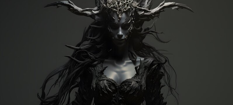 art of ziz demon a black and white high contrast full body. Generative AI