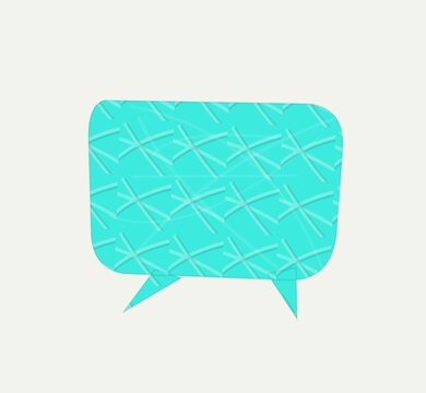 Speech bubble with crisscross pattern design isolated on white background