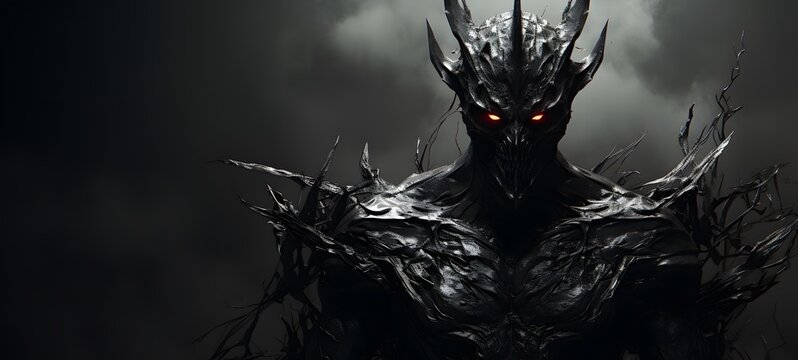 art of ziz demon a black and white high contrast full body. Generative AI
