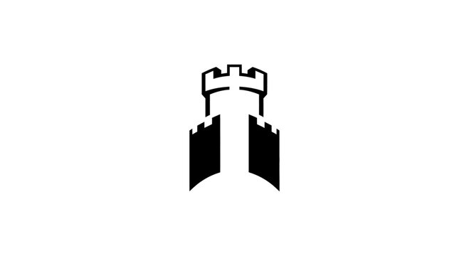 Black silhouette of castle tower.