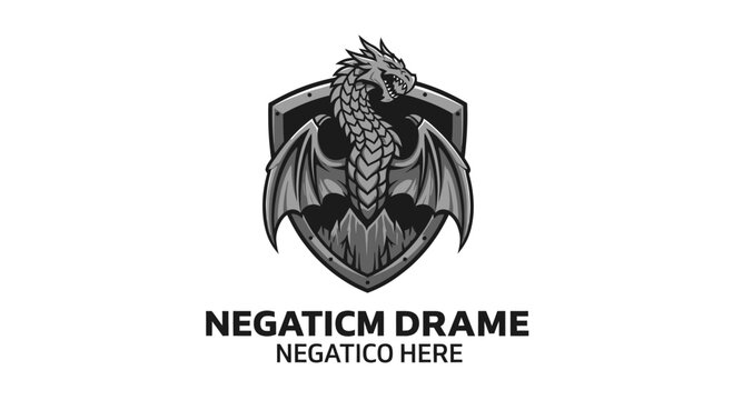 Dragon emblem on shield logo.