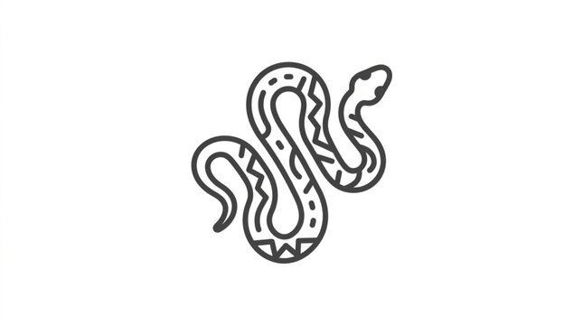 Black and white snake illustration line art.