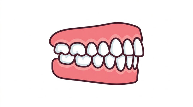 Cartoon illustration of human teeth and gums.