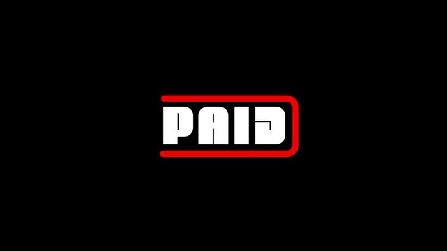 Paid Stamp Animated Text Badge Red White Motion Graphic Loop