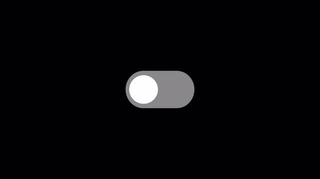 On and Off Switch Button Animation on Transparent Background, Turning On-Off Toggle Slide Button Animation in 4K, Modern UI Interface Switch Control for Mobile Apps, Websites and Software Design