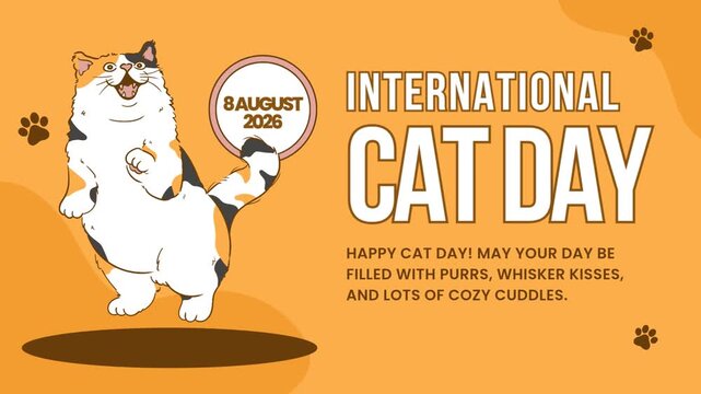 International Cat Day August 8 Greeting Animation Background
