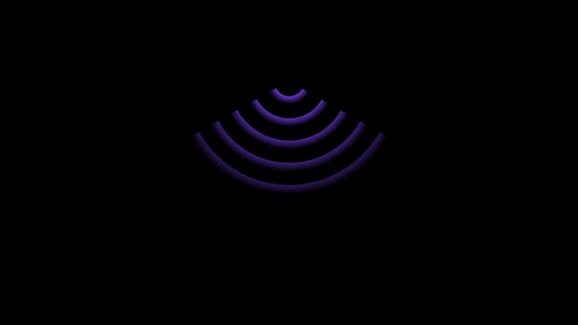 Abstract Purple Neon Wireless Signal Wave with Glowing Semi Circular Radio Pulse Futuristic Radar Broadcast Communication HUD Technology Seamless Loop Background 4K Motion Graphics