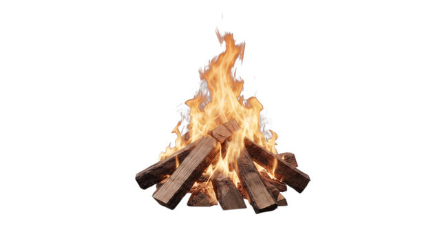 Campfire logs burning with bright warm flames