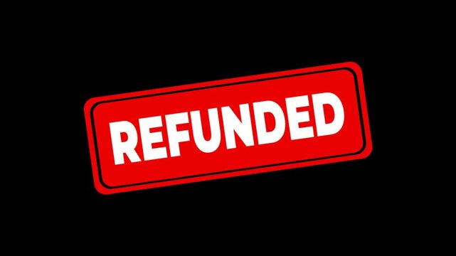 Refunded Stamp Animated Badge Red Label Motion Graphic Loop