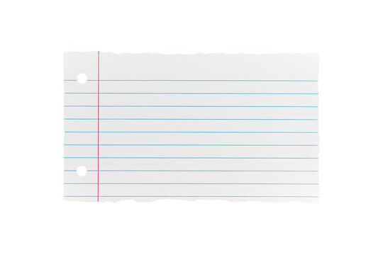 Ruled notebook paper with red margin line