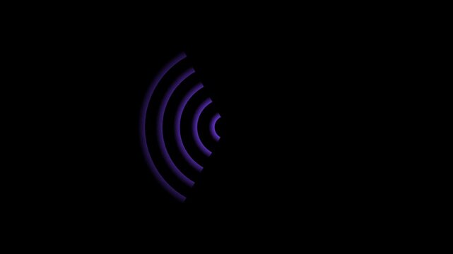 Abstract Purple Neon Wireless Signal Wave with Glowing Half Circular Radial Arcs Futuristic Radar Broadcast Communication HUD Digital Technology Seamless Loop Background 4K Motion Graphics