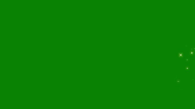4k Golden glowing glitter particle with magic sparkles and twinkle stars curved trail smooth motion, glowing starlight sparkle path, magic line dust, pixie dust path particles motion on green screen.