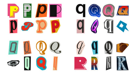 Ransom note alphabet letters PNG overlay. Cutout magazine collage typography set. © Mavric