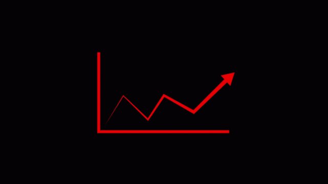   Graph chart with growing business concept. Arrow rising on graph sale symbols. Abstract business growth and graph chart icon animation background.