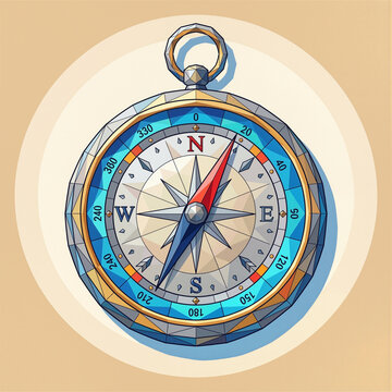 Vintage Nautical Compass Icon for Travel Navigation Exploration and Adventure Direction Guidance Concept