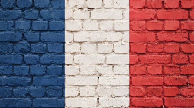 French flag painted on a textured brick wall background perfect for celebrating labor day in france