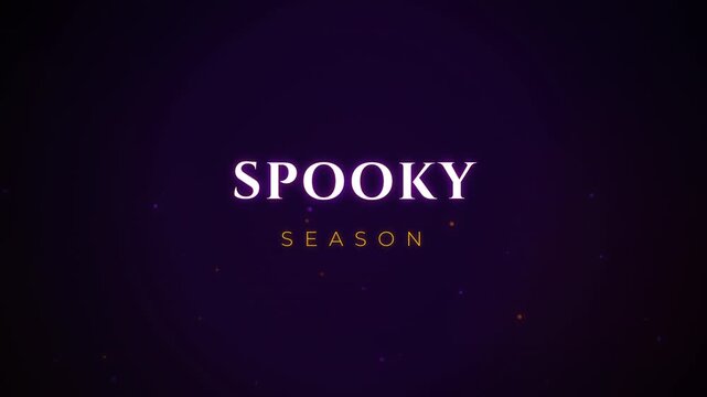 Spooky season animated text title on dark purple background