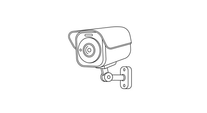 Security camera line art illustration isolated on white