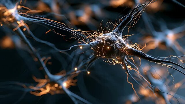 シナプスネットワークが結合し情報を処理する脳内科学CG動画
