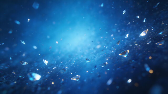 Floating crystal shards in blue space