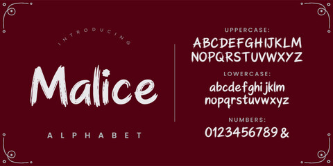 Fototapeta premium Malice rough painted brush font for edgy music posters and contemporary book covers