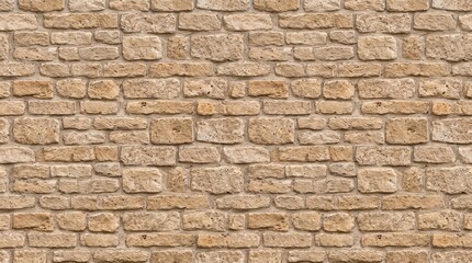 Fototapeta premium Rustic Beige Brick Wall Texture Seamless Background Natural Masonry Pattern Interior Exterior Design Wallpaper Surface, 8K image 