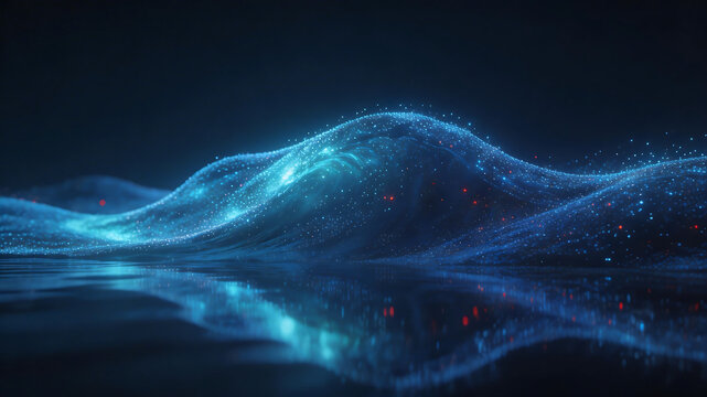 Blue glowing particle wave