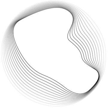 Circles round shape with wavy dynamic line. Frame border gradient
