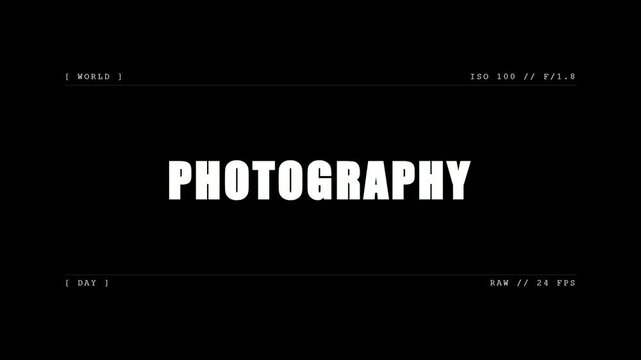 Photography Text Animation Glitch RGB Split Distortion Effect Intro Title Sequence for Creative Media Production and Digital Art Marketing Projects