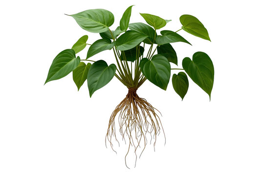 Lush tropical foliage plant with long exposed roots
