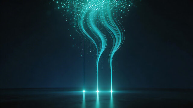 Abstract glowing light patterns on dark background