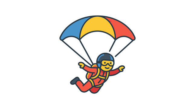 Person in parachute falling skydiving extreme sport recreation activity