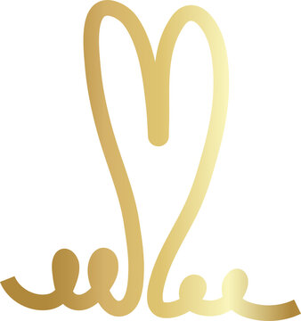 Continuous line gold drawing heart sign, love, romantic