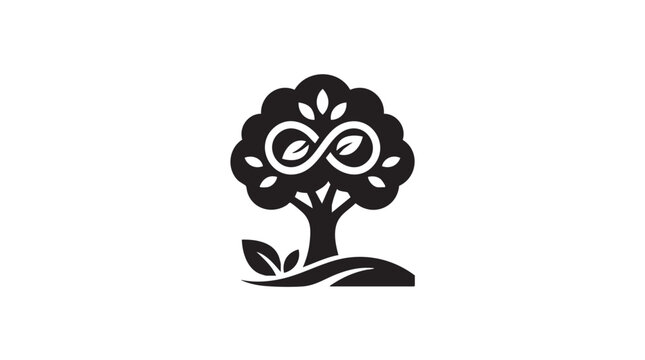 Infinity tree icon representing sustainable growth and nature conservation.