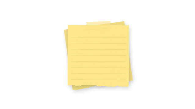 lined sticky note yellow paper memo reminder office supply planning organization workspace blank template copy space isolated transparent
