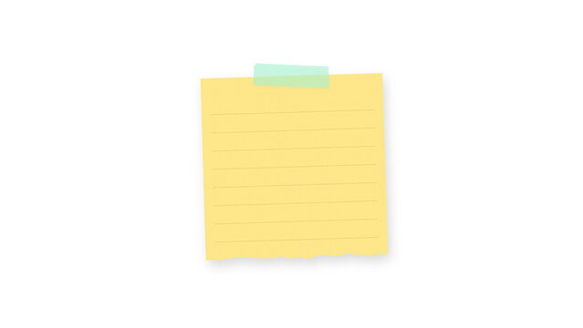 transparent isolated yellow lined sticky note paper memo reminder office supply blank template workspace planning organization copy space